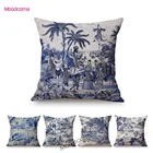 Темно-синий, черный, белый, французский тканевый рисунок Jouy, ретро-постер с газетами, Винтажный чехол для дивана, подушки, чехол, наволочка