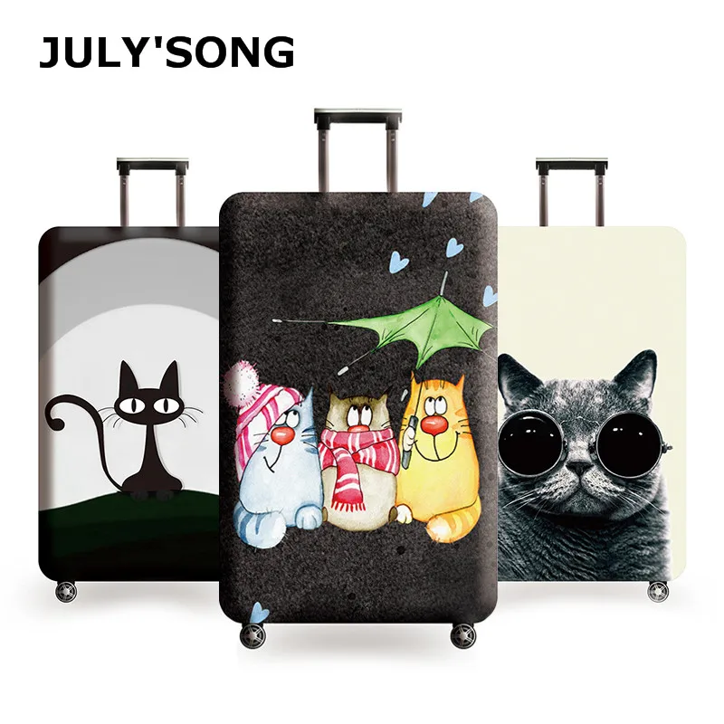 JULY'S SONG костюм Чехол Эластичный чехол от пыли чемодан чехол для 18~ 32 дюймов пароль коробка тележка чехол с рисунком кота защитный чехол