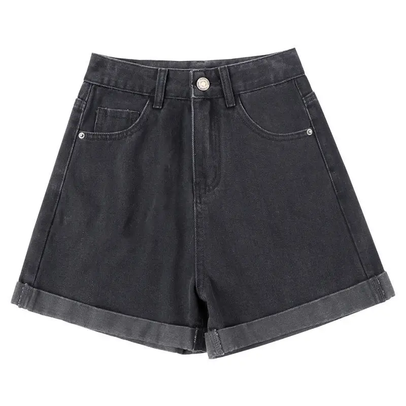 

Black grey denim shorts women's summer 2021 new slim loose wide leg versatile A-NET red shorts