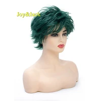 joyluck short women wig dark green synthetic wig woman wig cosplay natural straight costume fluffy wig