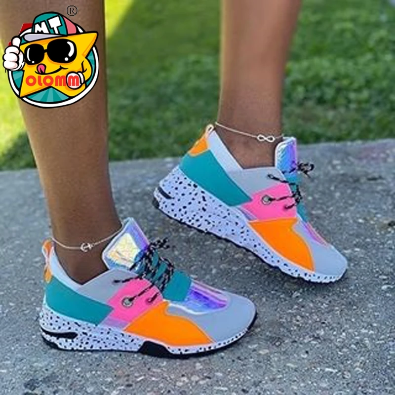 

Hot Sale 2020 Women's Shoes Summer Outdoor Sneakers Lace Up Multicolor Round Head Fashion Plus Size 42