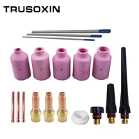 18pcslot tig welding torch nozzle ring cover gas lens glass cup kit for wp171826 welding accessories tool kit set