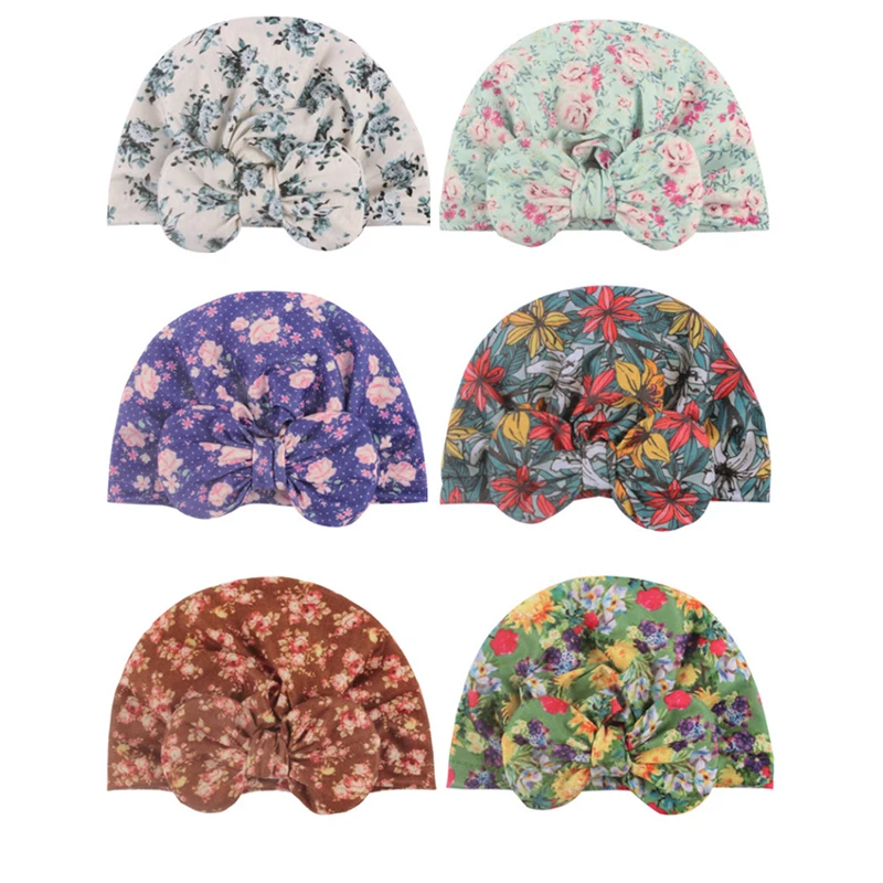 Милый детский колпак для сна с бантом детская мягкая хлопковая шапка-тюрбан