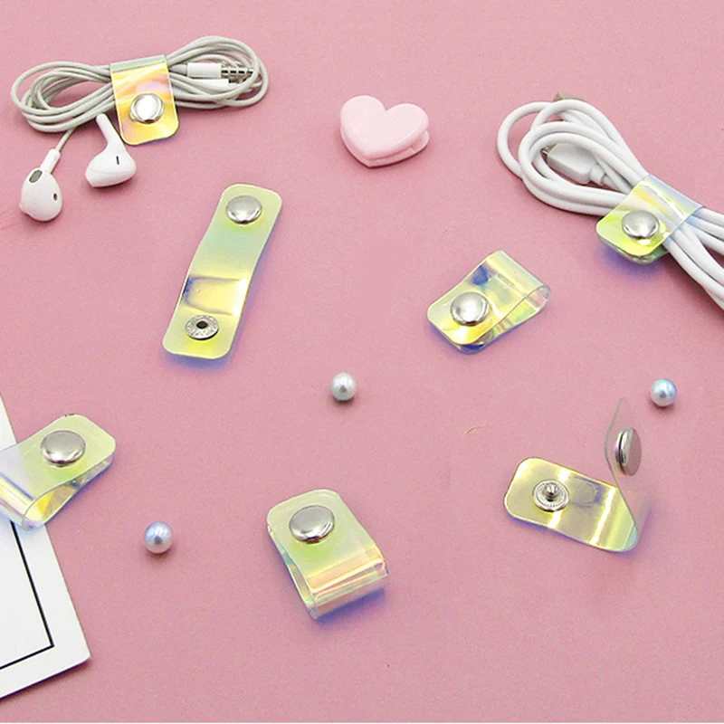 

Laser Transparent desktop phone cord winder headset clip charger manager management wire holder silicone seat