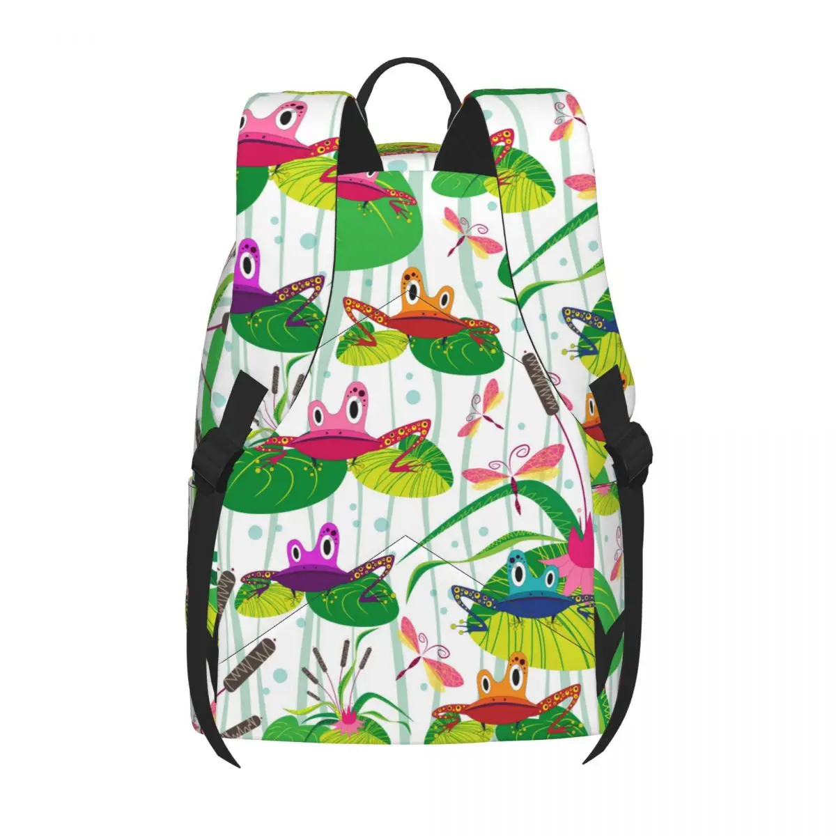 Funny Cartoon Frogs Sitting On Leaves 2021 Backpack Unisex Bag Fashion Travel School Shoulder | Багаж и сумки