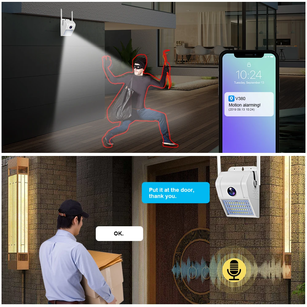 KERUI 2MP настенная лампа WIFI IP камера цветная ночное видение наружная