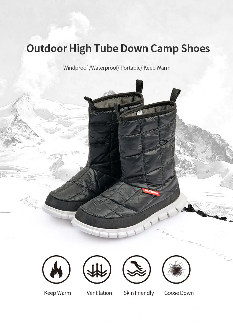 Naturehike/95% г. Зимняя обувь на гусином пуху; 700FP; высокие сапоги-трубы; 5 ℃~-5 ℃; уличные зимние сапоги; зимняя водонепроницаемая теплая обувь