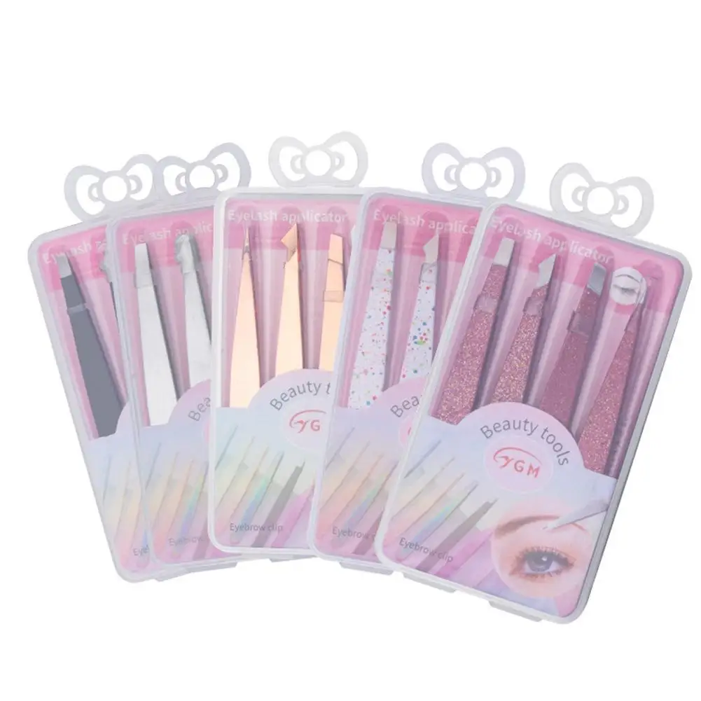 

4Pcs/Set Tweezers Steel Eyebrow Tweezers With Box Professional Eyelash Extension Tweezer Repair Tools Makeup Cosmetics