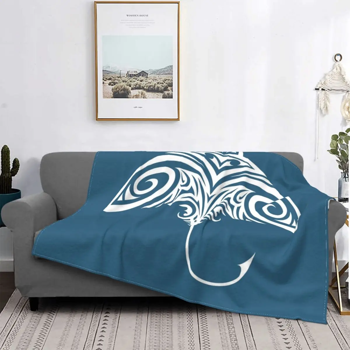 

Tribal Tattoo Polynesian Stingray Blankets Fleece Multi-function Throw Blanket Sofa Throw Blanket Couch Bedding Travel Throws