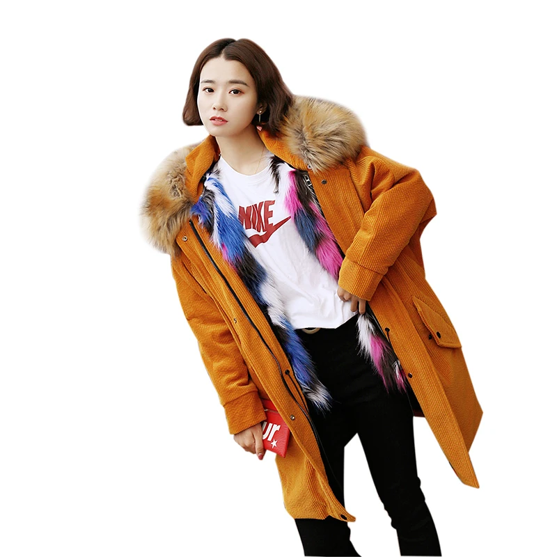 Женское пальто парка с капюшоном хлопковое зима 2019 новое из искусственного меха