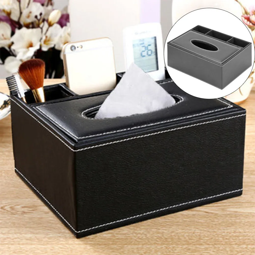 

Leather Tissue Box Car Toilet Multifunctional Leather Storage Box Tissue Remote Control Storage Home Office Wholesale