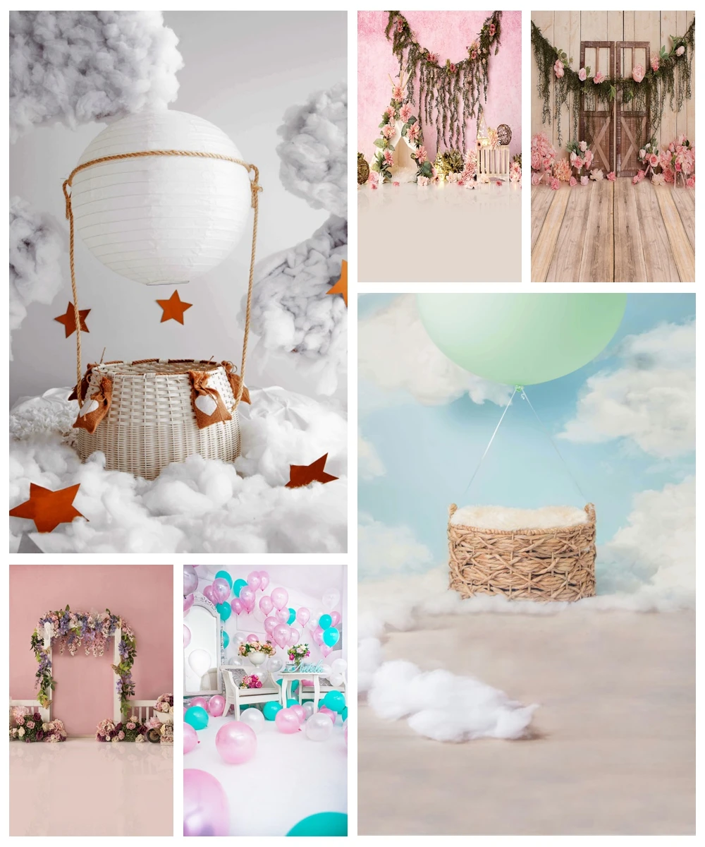 Laeacco для новорожденных на день рождения белый горячий воздушный шар небо мягкое