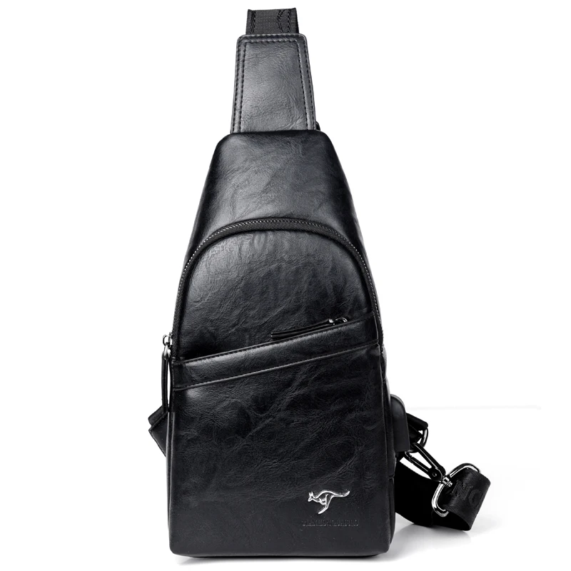 Роскошная брендовая Сумка кенгуру мужская кожаная нагрудная сумка винтажная
