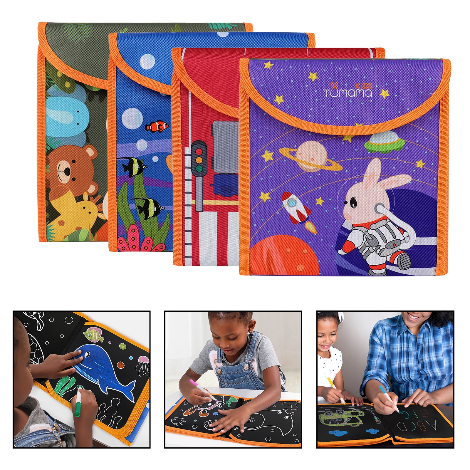 

1pc Erasable Drawing Board Reusable Doodle Coloring Book with 12 Color Pens