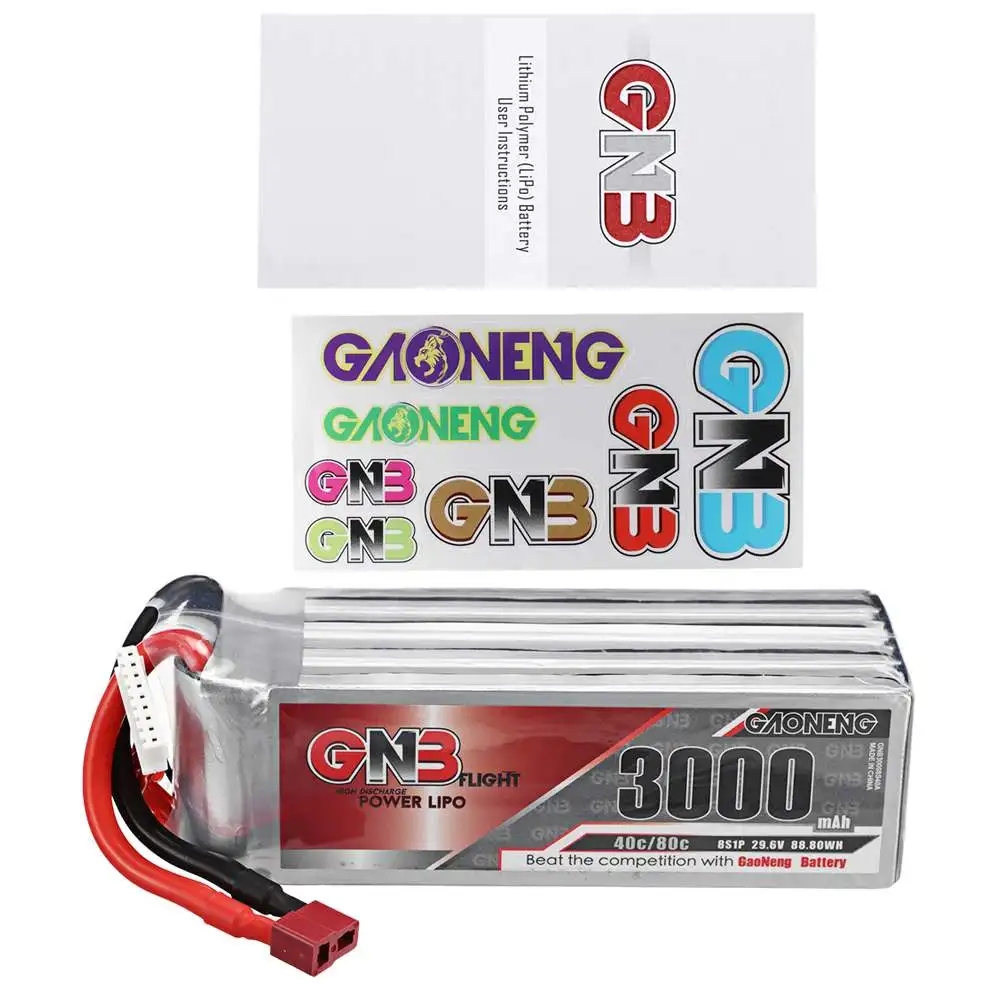

Gaoneng GNB 29,6 V 3000mAh XT60 /XT90 /T Plug 40C 8S LiPo аккумулятор для FPV Racing Drone Quadcopter аксессуары запасные части