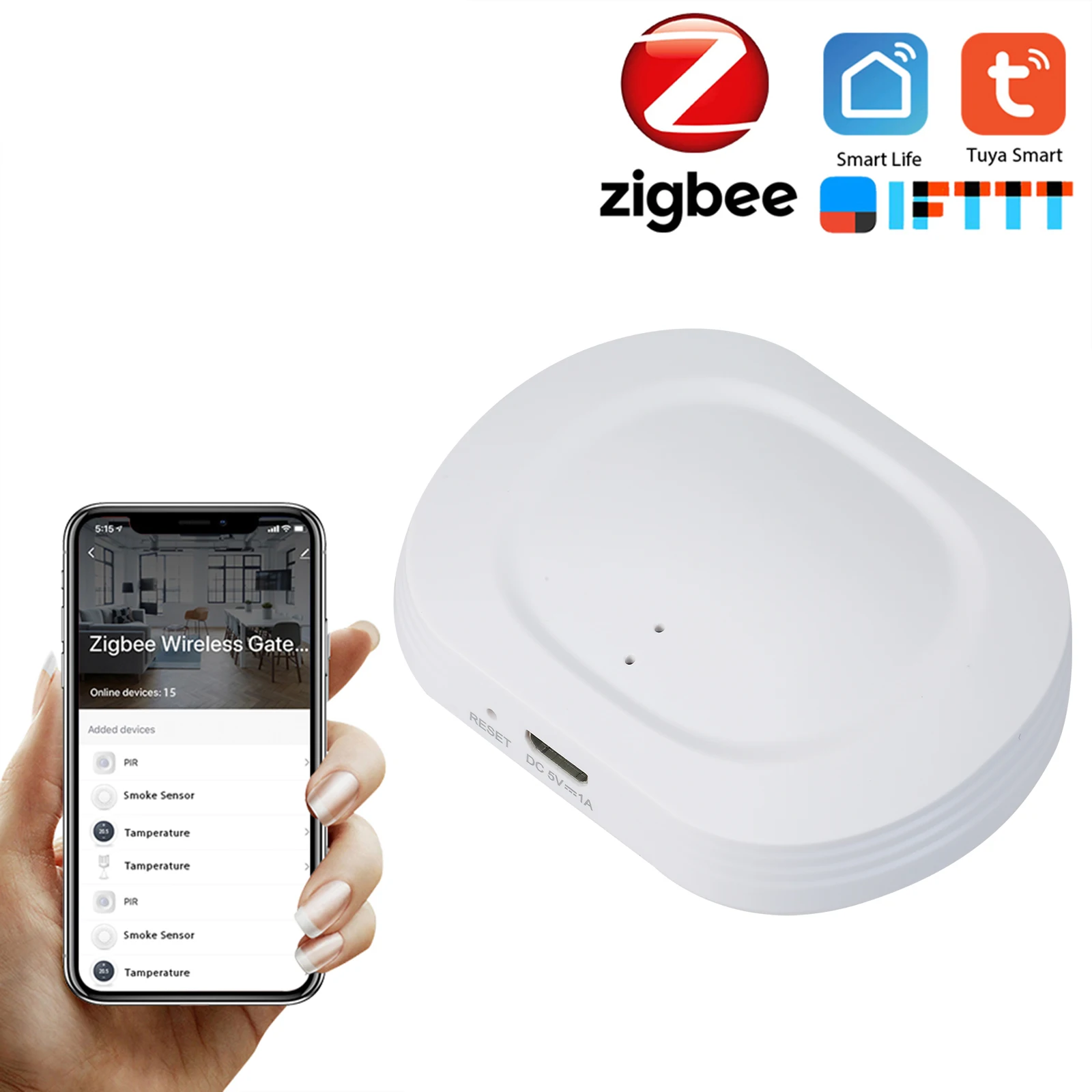 

Tuya ZigBee Smart Gateway Hub Smart Home Bridge Smart Life APP Wireless Remote Controller Compatible with Alexa Google Home