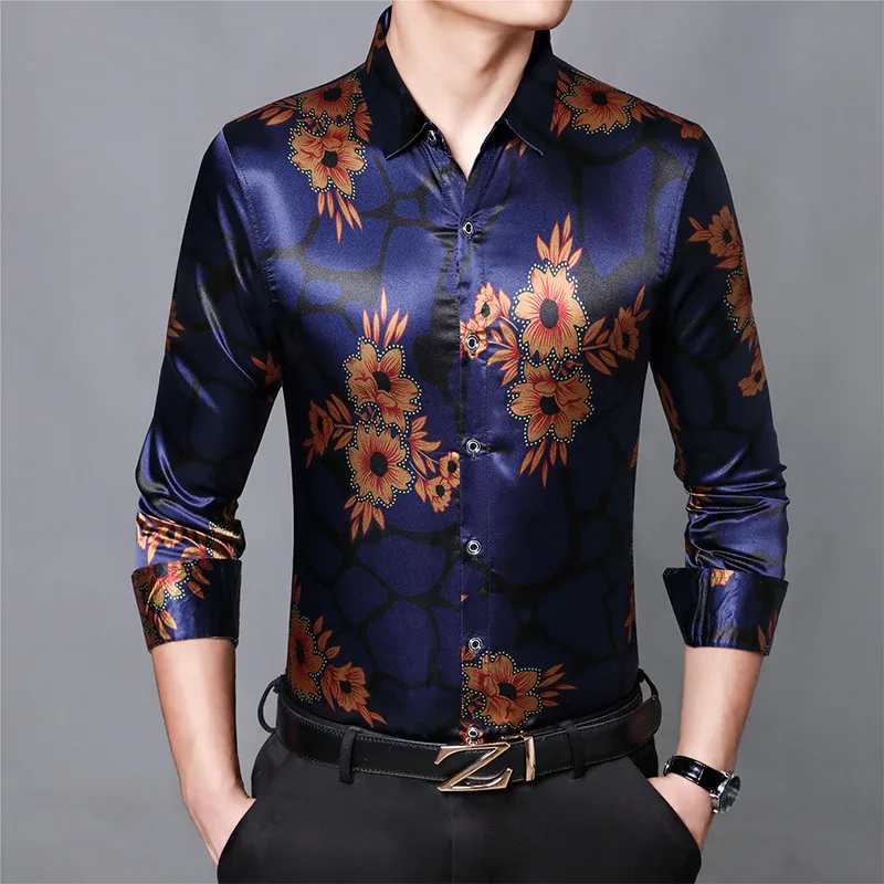 Мужская рубашка новая тонкая мужская с длинным рукавом модная повседневная