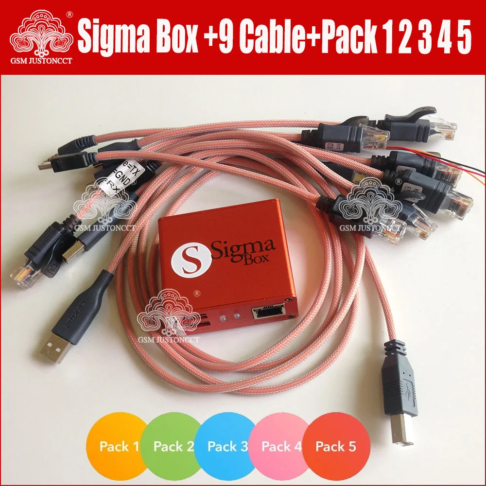 Оригинальная Новая sigma box с 9 кабелями в упаковке 1 + 2 3 4 5 активация для t MTK-на базе