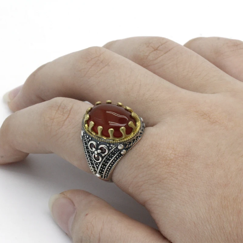 Мужское и женское кольцо из серебра 925 пробы с натуральным ониксом | Украшения