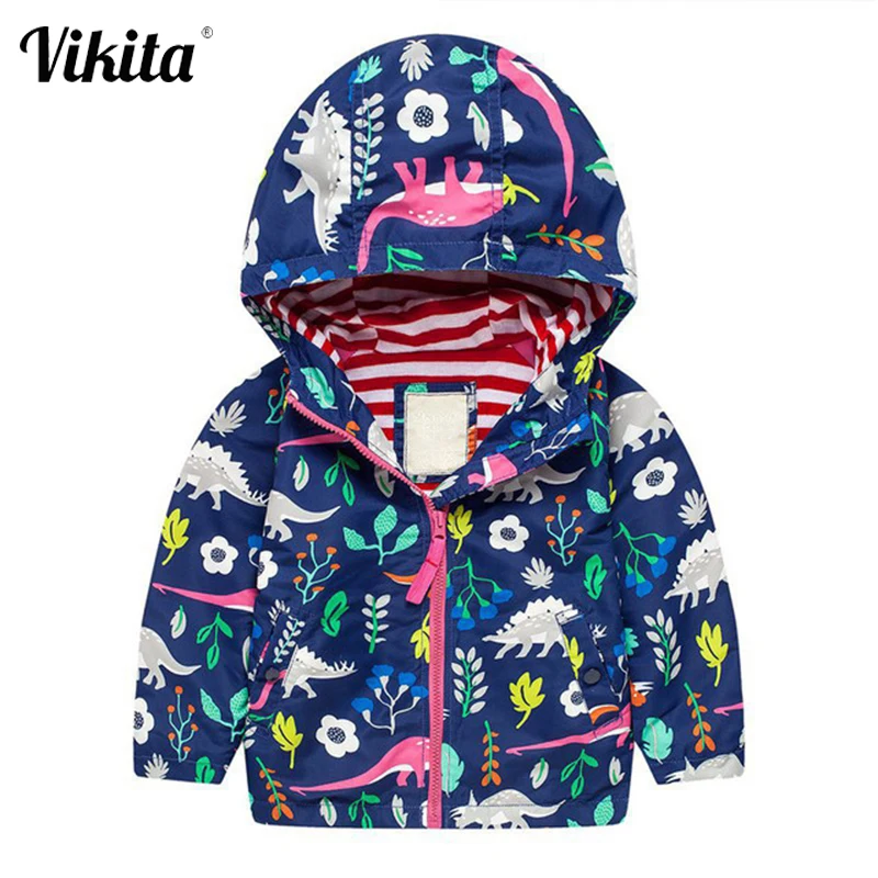 Детская куртка с капюшоном и динозаврами на осень | Мать ребенок