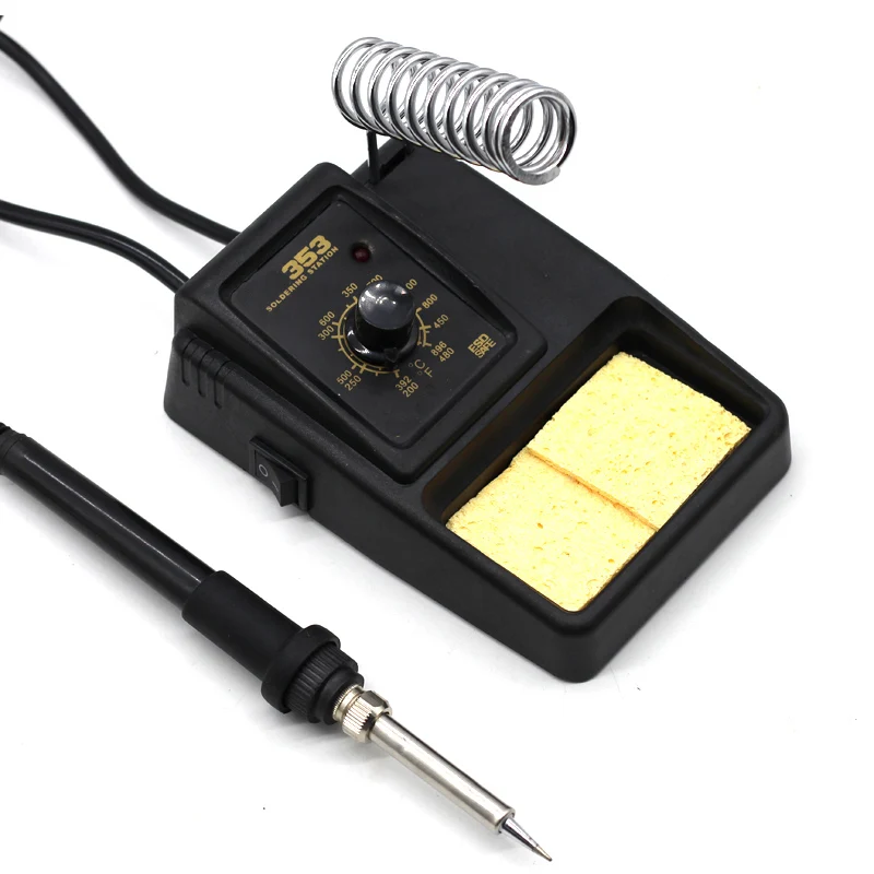 Adjustable Temperature Electric Soldering Iron 220V Welding Solder Rework Station Stand Holder with Welding Cleaning Sponge Pad