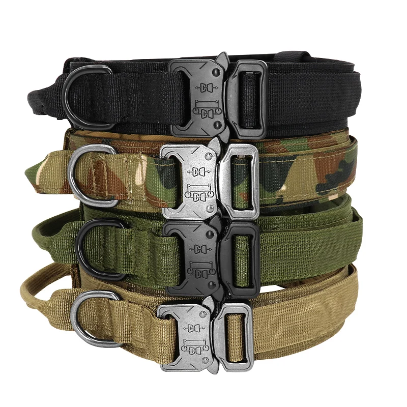 Регулируемый тактический собачий ошейник Военный нейлоновый с контрольной