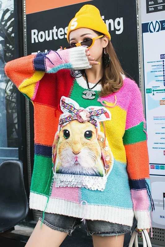 Женский осенний свитер с длинным рукавом и блестками | Женская одежда