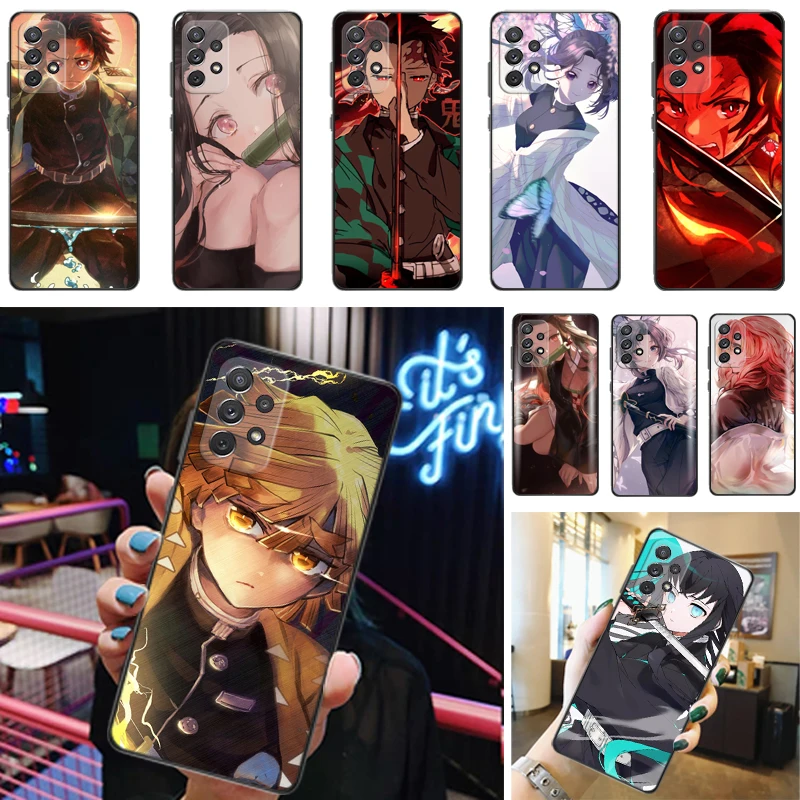 

Demon Slayer Agatsuma Zenitsu Kamado Nezuko Kamado Tanjirou Kimetsu No Yaiba Phone Case For Samsung Galaxy A52 4G 5G A72 Cases