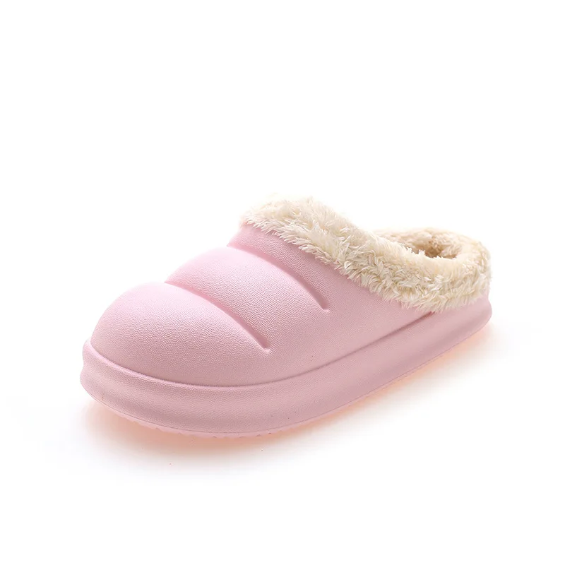 Waterproof Cotton Slippers Female Winter Indoor Home Thick-soled Cute Couple Household Bag with Warm Plush Cotton Slippers