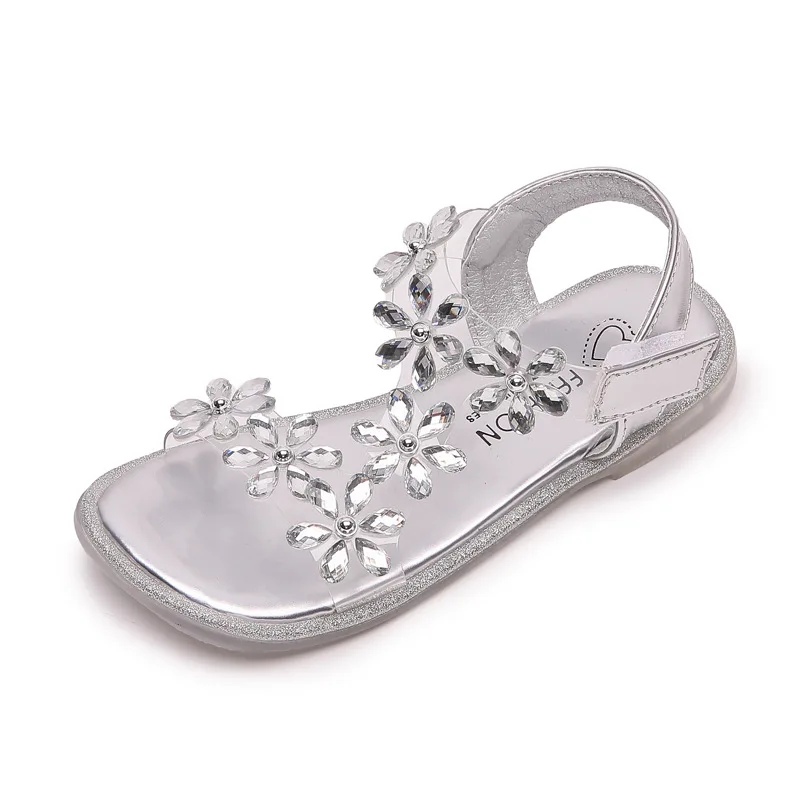 

Girl Sandals Summer Fashion Kids Baby Girls Bling Rhinestone Princess Single Lovely student Crystal sequins Girl's Shoes