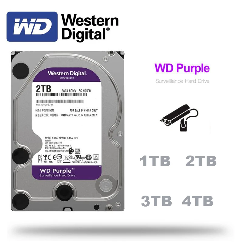 НОВЫЙ Western Digital WD Purple HDD для наблюдения 1 ТБ 2 3 4 SATA 6 0 ГБ/сек. 5 &quotжесткий диск камеры