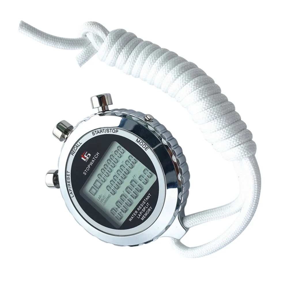 

1PC Professional Digital Timer Sport Stopwatch Handheld Electronic Timer Running Chronograph with Strap (3 Row, 10 Track