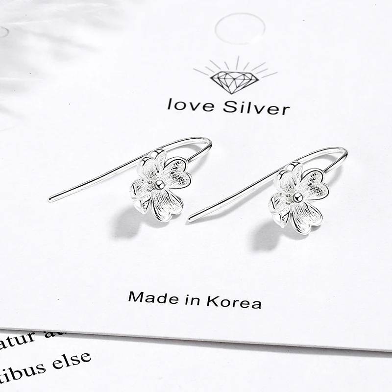 

XIYANIKE 925 Sterling Silver Prevent Allergy Stud Earrings for Women Korean Cute Simple Geometric Flowers Handmade Party Jewelry
