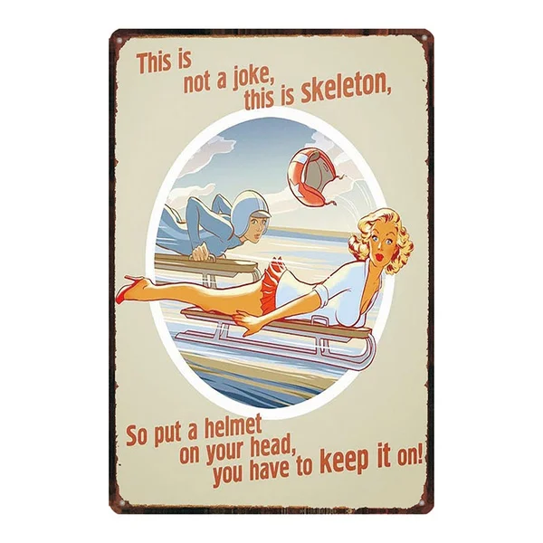 

Vintage Metal Sign Tin Sign Pin Up Girl Skating Put A Helmet On Your Head Home Bar Kitchen Hotel Wall Decor Plaque Sign 12X8Inch