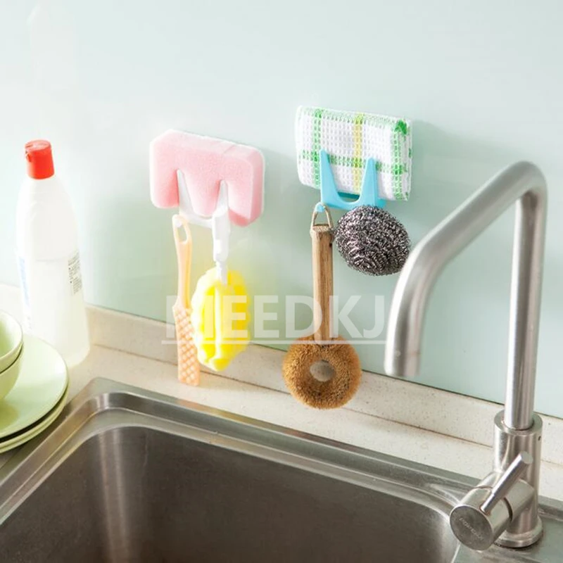 1PCS Wall housekeeper plastic kitchen pot shell cover oil tools stand Kitchen double-sided adhesive multi-purpose sponge storage | Дом и сад