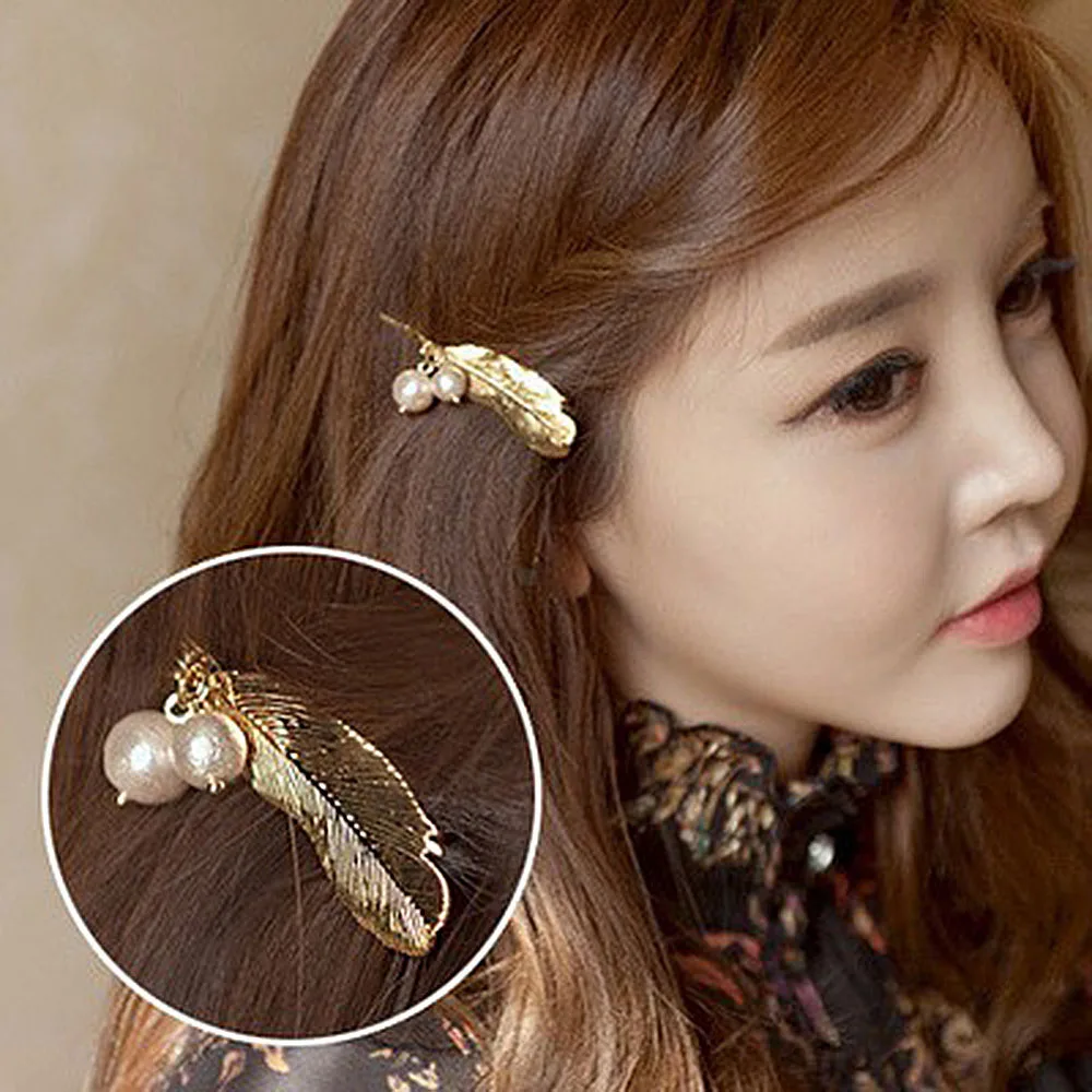 2019 винтажные в виде листика из перьев металлическая заколка для волос стиле панк