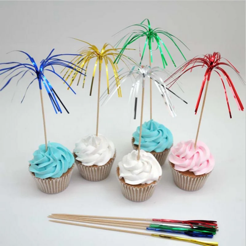 

40pcs Color fireworks toothpick cocktail picks Fruit Toothpick dessert cake decorating tools wedding party supplies