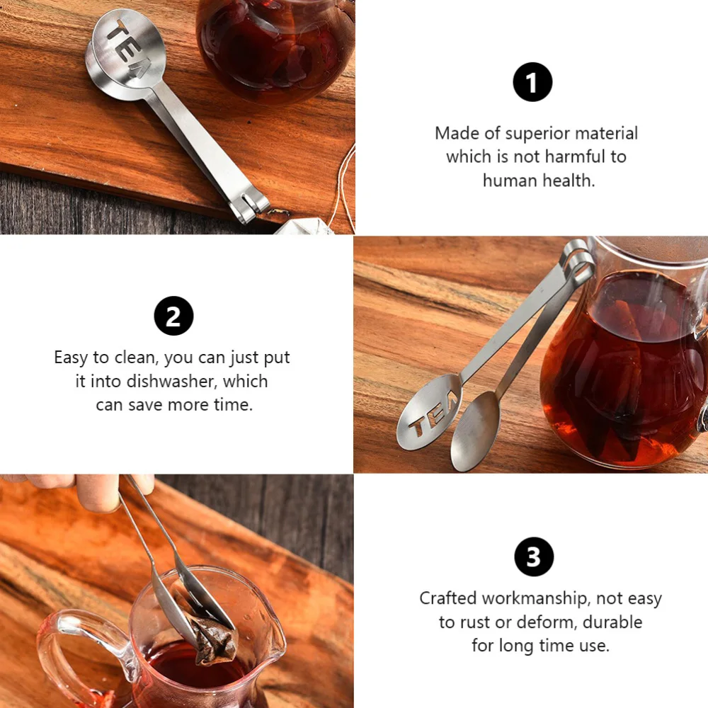 

4pcs Stainless Steel Practical Tea Bag Clips Household Unique Ice Holders