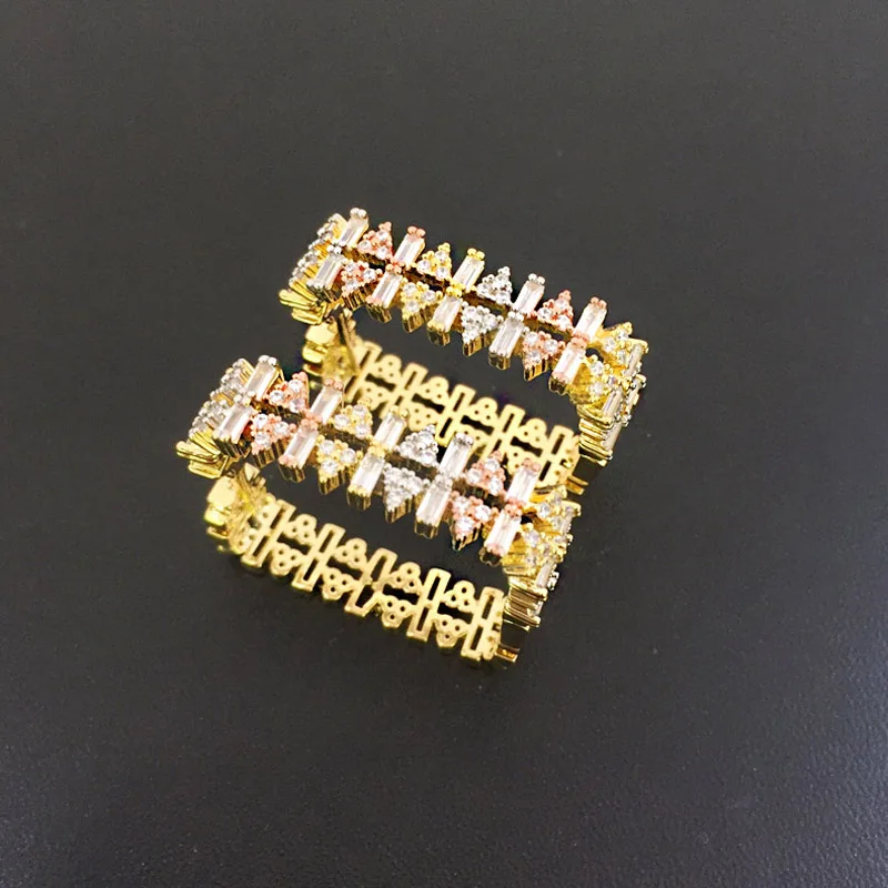 

Vanifin Fashion Jewelry Hollow Irregularity Micro inlay Party Earrings Anniversary Banquet Daily Best Gift