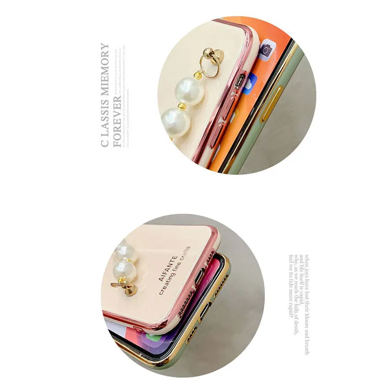 Luxury Wrist Chain Pearl Bracelet Case For Xiaomi mi11 Lite Cover For Xiaomi mi11 Pro Case Soft Silicone Capa mi11x mi11i mi11
