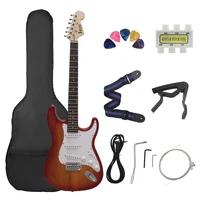 m mbat 21 frets electric guitar kit 6 strings guitar solid wood body maple neck picks strap bag tuner string parts accessories