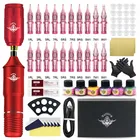 Беспроводной набор для тату-машинки с картриджами, профессиональный ротационный тату-аппарат с RCA интерфейсом для перманентного макияжа, боди-арта