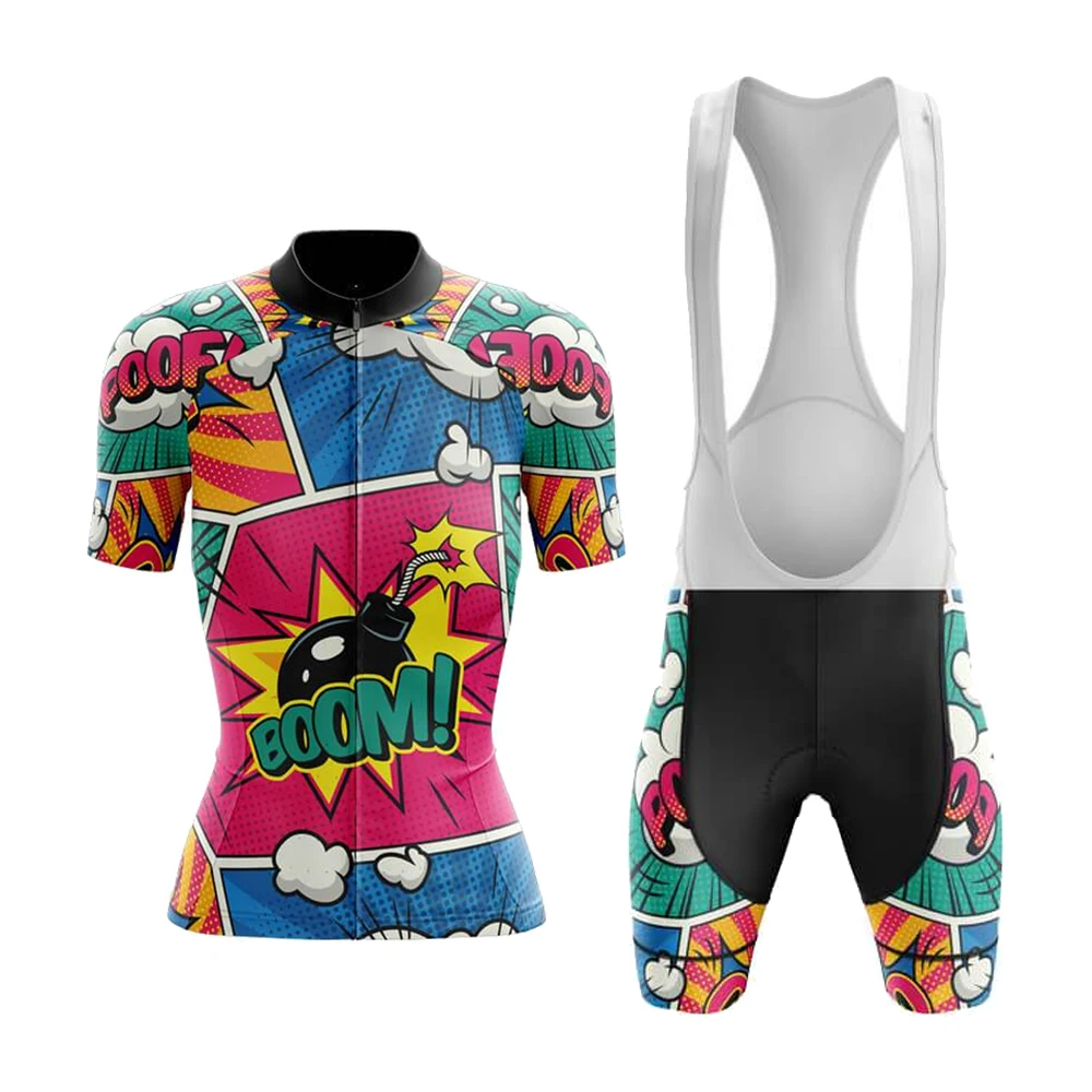 

NEW 2022 Comic Woman Summer Cycling Jersey Set Roupa Ciclismo Feminina Short Sleeveless Bib Shorts Jersey Kit Gel Breathable Pad
