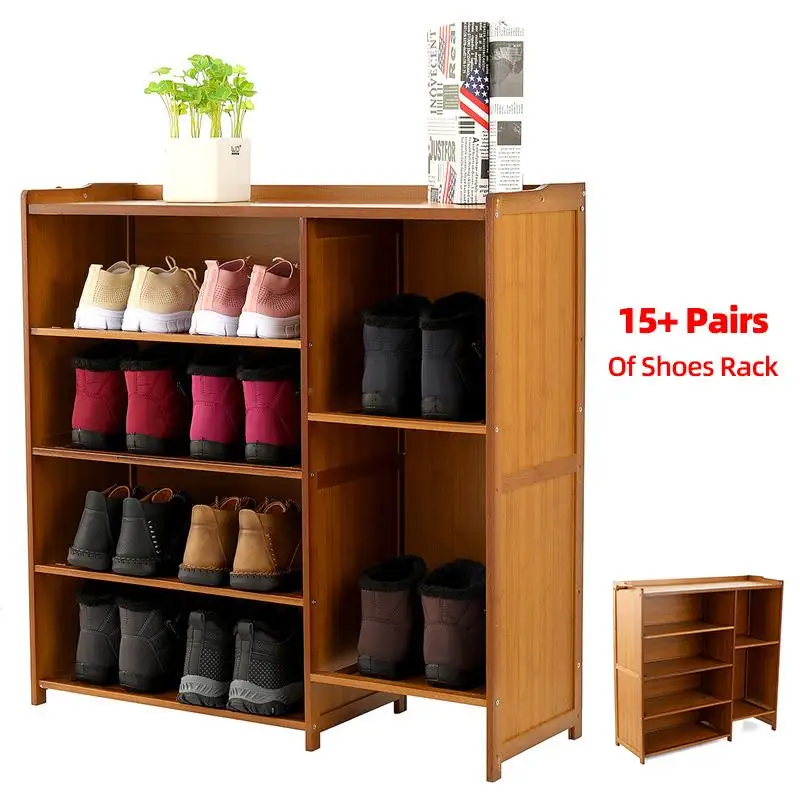 

Standing Shoe Rack 4 Layers Bamboo Shoe Cabinets Shelf Home Organizer Holder Shoes Storage Rack Simple Household Economic Racks