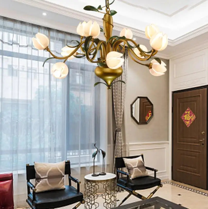 Нордическая сельская Люстра для гостиной столовой медная железная спальни