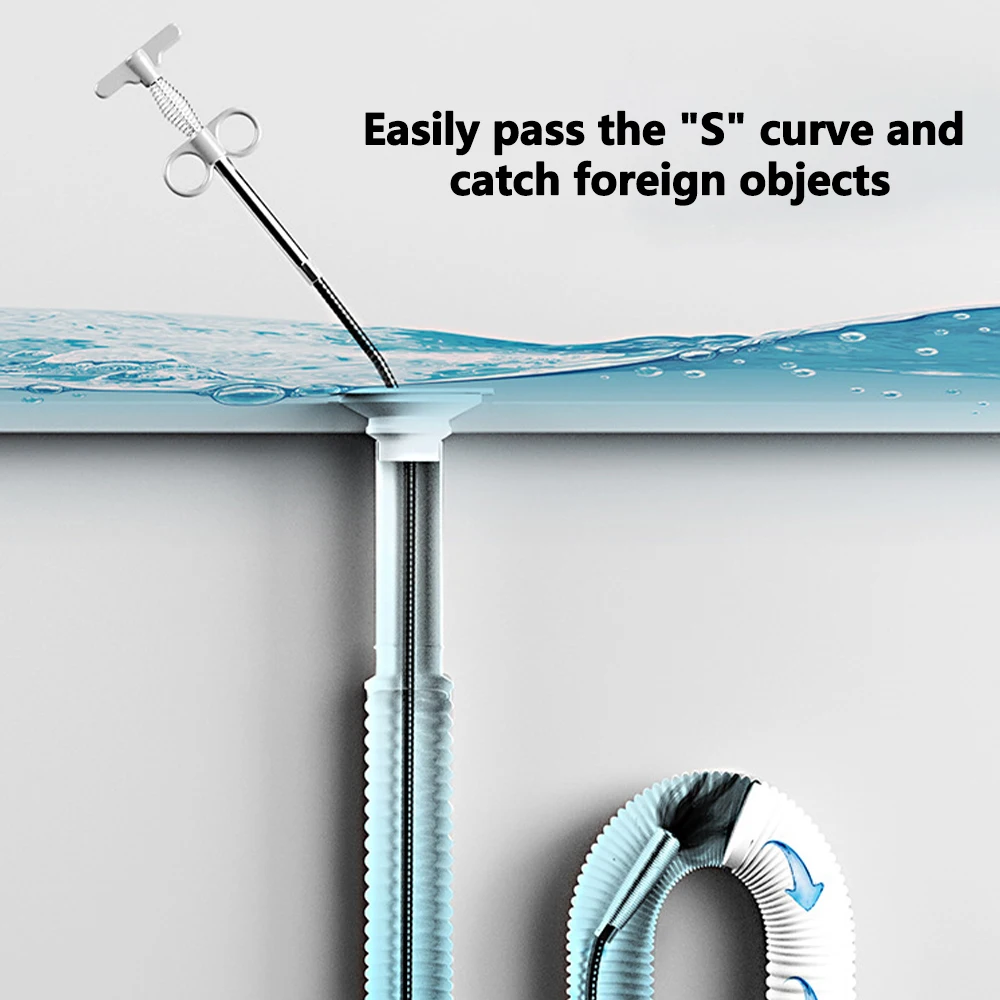 

90/160cm Sewer Pipe Unblocker Snake Spring Pipe Dredging Tool Kitchen Bathroom Cleaning Tool Sink Sewer Cleaning Hook Sink Tool