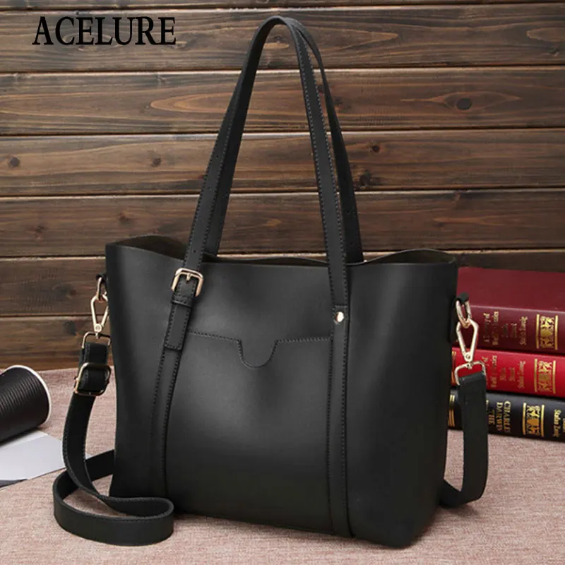 

ACELURE Soft PU Leather Women Messenger Bag Large-capacity Handbag Simple Female Bags Fashion Party Pack Casual Totes Purse