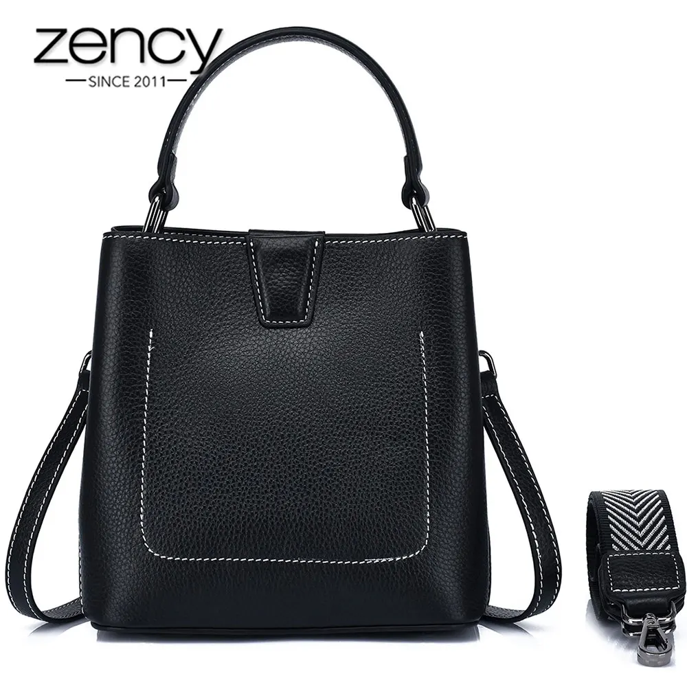 

Zency New Arrival High Quality Fashion 100% Genuine Leather Handbag Hardware Zipper Crossbody Bag Unique Lady Elegant Tote Bag
