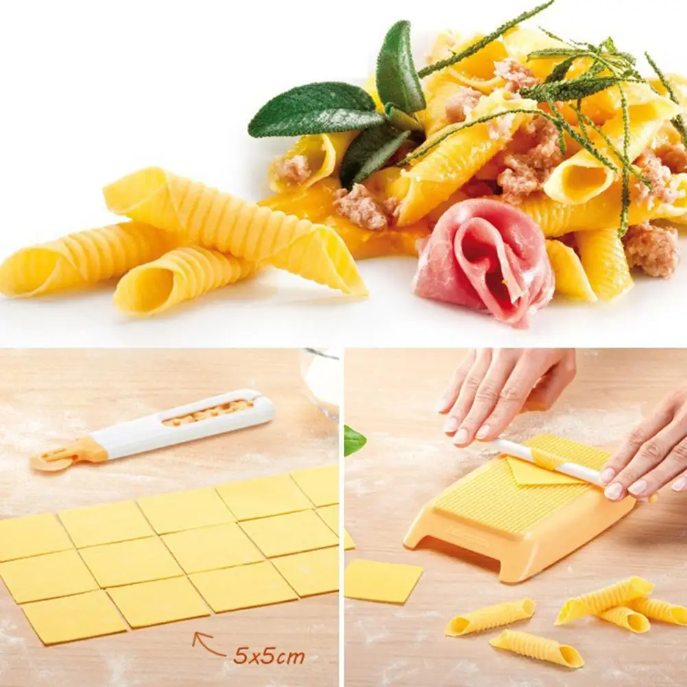 

Plastic Pasta Macaroni Board Spaghetti Macaroni Pasta Gnocchi Maker Rolling Pin Baby Food Supplement Molds Manual Kitchen Tool