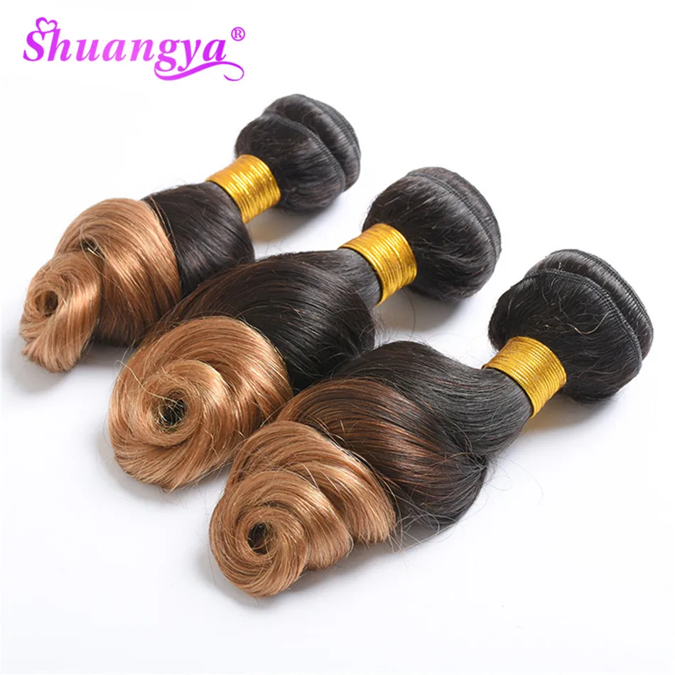 Shuangya волосы перуанские свободные волнистые пучки 3 пучка предложения Омбре T1B/27